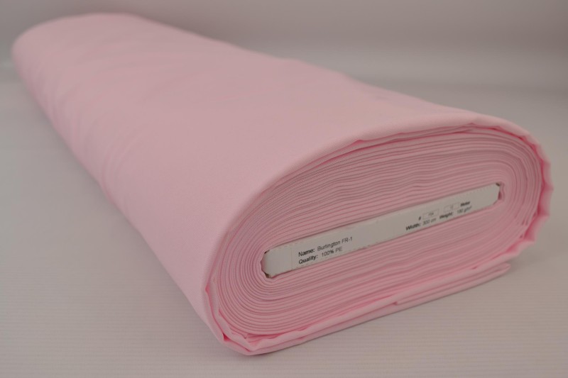 Brandvertragende stof baby roze 300cm breed op rol