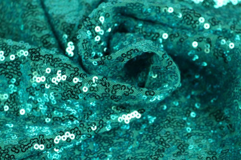 Paillettenstof - Aqua blauw