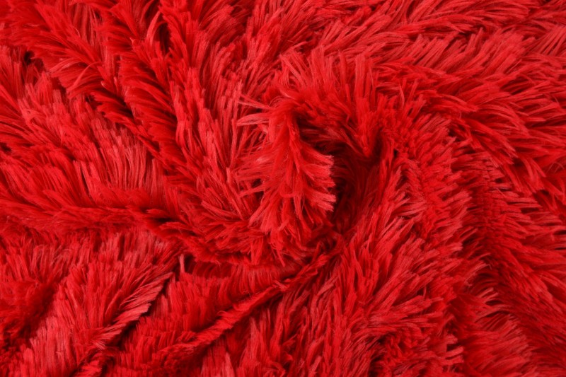 Langharig bont stof - Rood