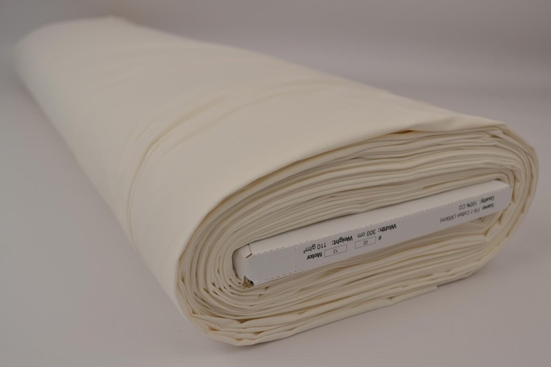 Brandvertragende katoen stof 300cm breed - Gebroken wit - Rol