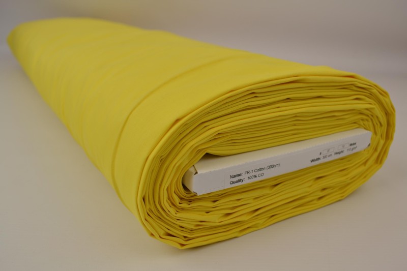 Brandvertragende katoen stof 300cm breed - Geel - Rol
